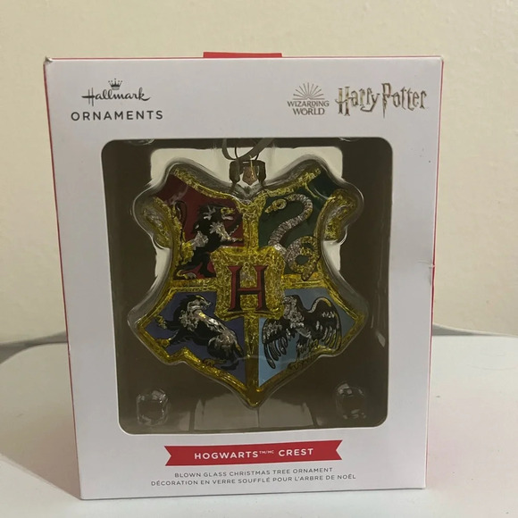Harry Potter Hogwarts Crest Blown Glass Ornament - Picture 1 of 5